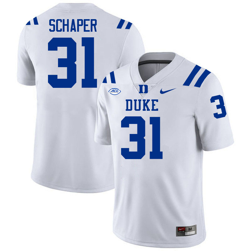Duke Blue Devils #31 Elliott Schaper College Football Jersey Stitched-White